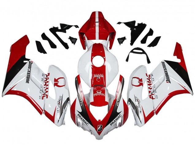 Carenagens Moto Honda CBR1000RR 2004-2005 - Branco Vermelho Preto Brilhante Pramac Bridgestone