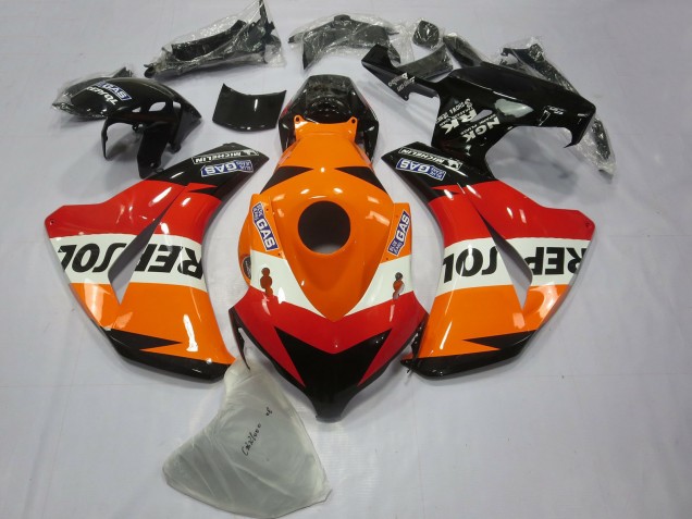 Carenagem Moto Honda CBR1000RR 2008-2011 - Laranja Branco Vermelho Preto Brilhante Repsol