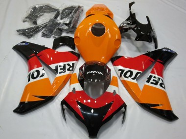 Kit Carenagens Moto Honda CBR1000RR 2008-2011 - Laranja Branco Vermelho Preto Brilhante Repsol