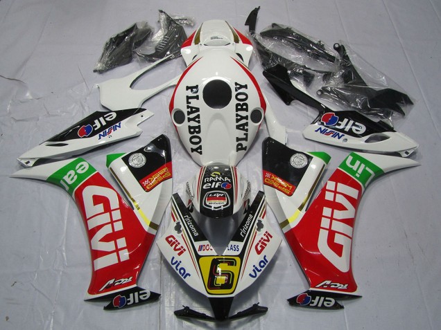 Carenagens Moto Honda CBR1000RR 2012-2016 - Branco Vermelho Verde Givi PlayBoy