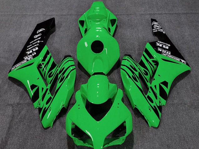 Carenagens Moto Honda CBR1000RR 2004-2005 - Verde Preto Brilhante Chama