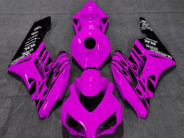 Carenagens Moto Honda CBR1000RR 2004-2005 - Rosa Preto Brilhante Chama