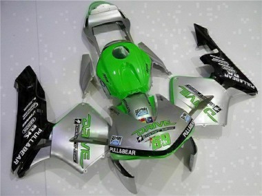 Carenagem Moto Honda CBR600RR 2003-2004 - Prata Verde Preto Brilhante