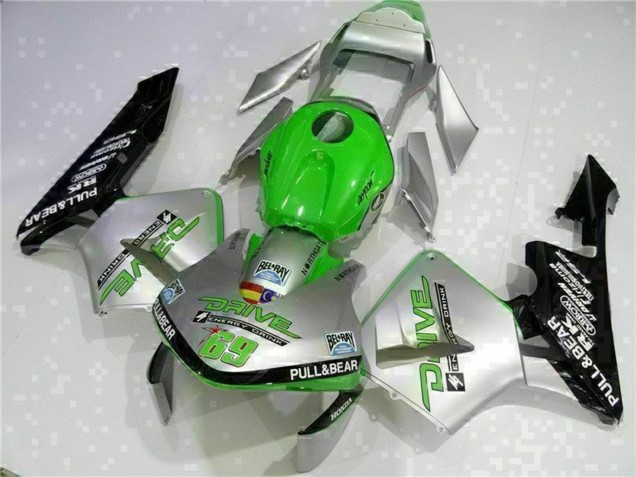 Carenagem Moto Honda CBR600RR 2003-2004 - Prata Verde Preto Brilhante