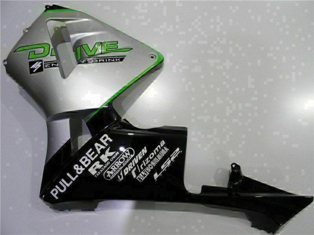 Carenagem Moto Honda CBR600RR 2003-2004 - Prata Verde Preto Brilhante