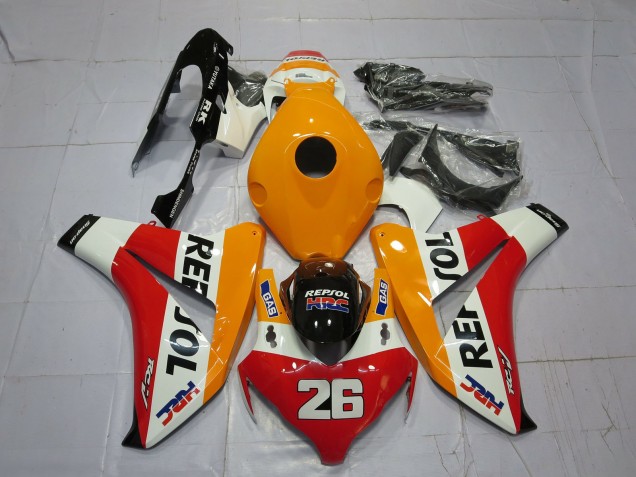 Carenagens Moto Honda CBR1000RR 2008-2011 - Laranja Branco Vermelho Preto Brilhante Repsol 26