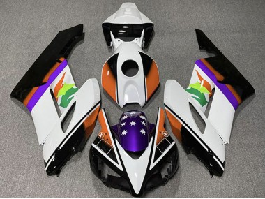 Carenagens Moto Honda CBR1000RR 2004-2005 - Branco Laranja Roxo Preto Brilhante Estrela