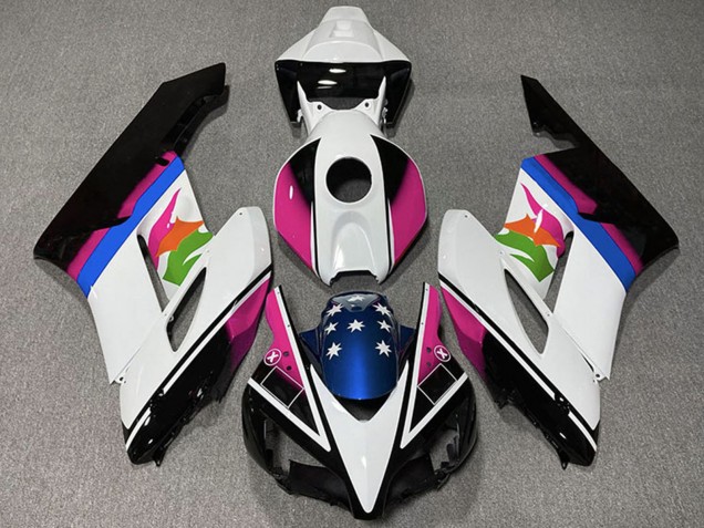 Carenagens Moto Honda CBR1000RR 2004-2005 - Branco Rosa Azul Preto Brilhante Estrela