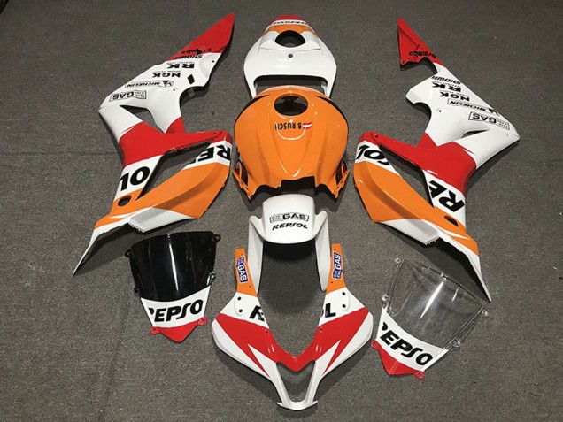 Carenagem Moto Honda CBR600RR 2007-2008 - Laranja Branco Vermelho Preto Brilhante Repsol Estilo