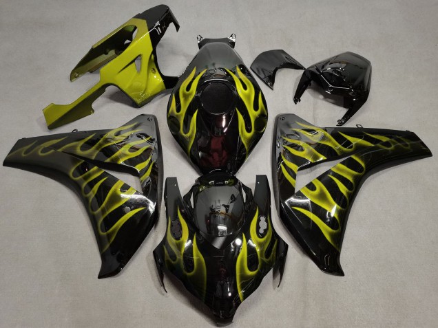 Carenagens Moto Honda CBR1000RR 2008-2011 - Preto Brilhante Ouro Chama