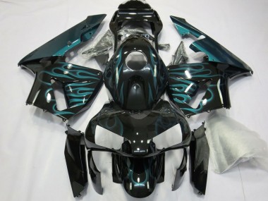 Carenagens Moto Honda CBR600RR 2003-2004 - Preto Brilhante Verde Chama