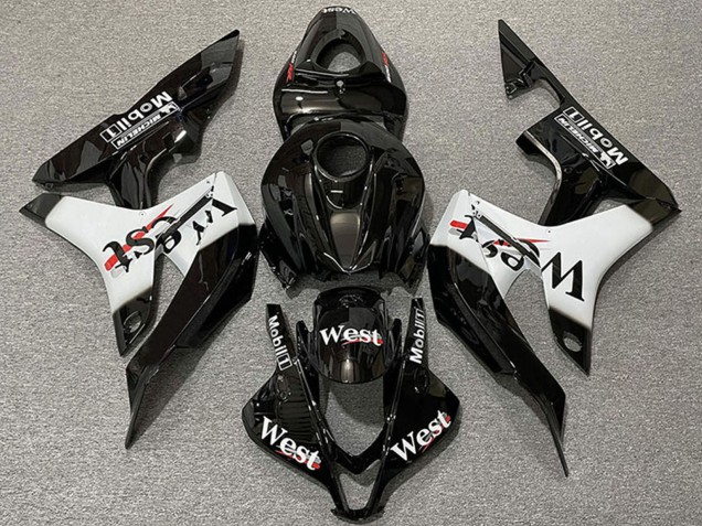 Carenagens Moto Honda CBR600RR 2007-2008 - Preto Brilhante Branco West Estilo