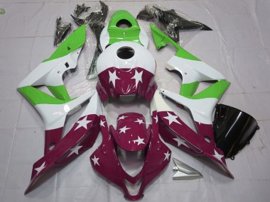 Carenagens Moto Honda CBR600RR 2007-2008 - Branco Verde Vermelho Castanho Estrelas Listra