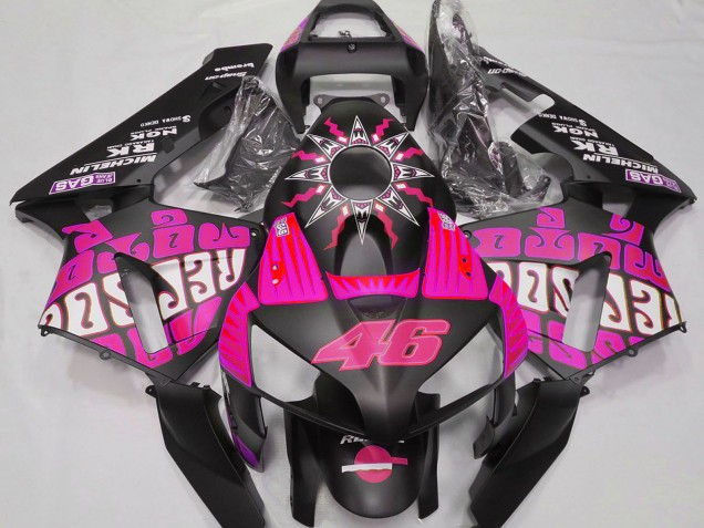 Carenagens Moto Honda CBR600RR 2003-2004 - Rosa Choque Preto Brilhante Rossi Repsol