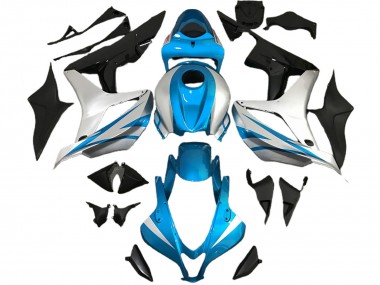 Carenagens Moto Honda CBR600RR 2007-2008 - Prata Azul Claro Preto Brilhante OEM Estilo