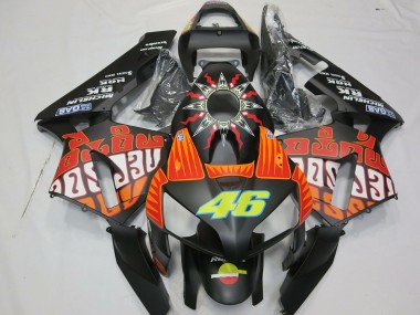 Carenagens Moto Honda CBR600RR 2003-2004 - Preto Fosco Laranja Amarelo Rossi 46