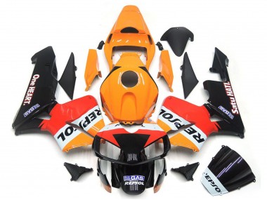 Carenagens Moto Honda CBR600RR 2003-2004 - Laranja Branco Vermelho Preto Brilhante One Heart Repsol