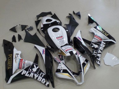 Carenagens Moto Honda CBR600RR 2007-2008 - Branco Ouro Preto Brilhante PlayBoy