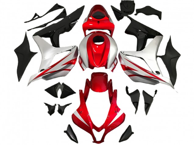 Carenagens Moto Honda CBR600RR 2007-2008 - Prata Vermelho Preto Brilhante OEM Estilo