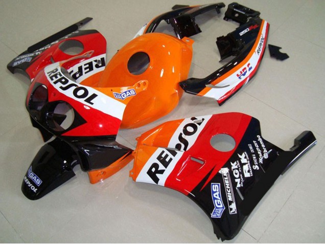 Carenagens Moto Honda CBR250RR 1990-1998 - Laranja Branco Vermelho Preto Brilhante Classic Repsol