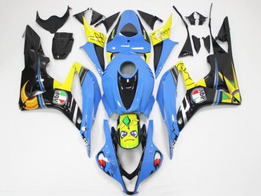 Carenagens Moto Honda CBR600RR 2007-2008 - Azul Claro Amarelo Preto Brilhante Tubarão