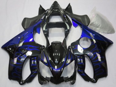 Carenagens Moto Honda CBR600 F4i 2001-2003 - Preto Brilhante Azul Chama