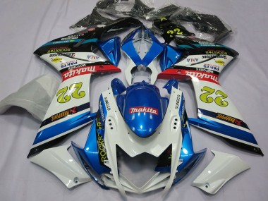 Carenagens Moto Suzuki GSXR 1000 2007-2008 - Branco Azul Vermelho Preto Motul 22