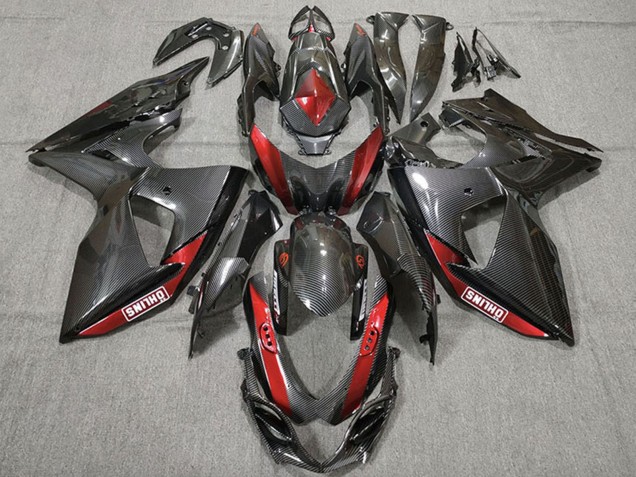 Carenagens Moto Suzuki GSXR 1000 2009-2016 - Fibra de Carbono Vermelho