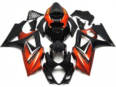 Carenagens Moto Suzuki GSXR 1000 2007-2008 - Preto Brilhante Laranja
