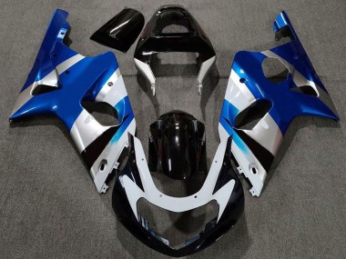 Carenagens Moto Suzuki GSXR 1000 2000-2002 - Azul Prata Preto Brilhante OEM Estilo