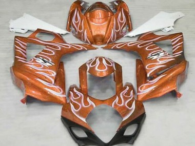 Carenagens Moto Suzuki GSXR 1000 2007-2008 - Laranja Branco Chama