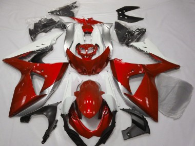 Carenagens Moto Suzuki GSXR 1000 2009-2016 - Branco Prata Vermelho