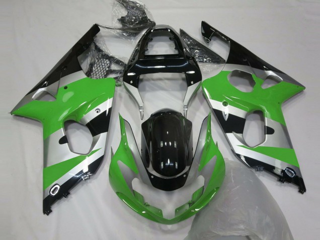 Carenagens Moto Suzuki GSXR 1000 2000-2002 - Verde Prata Preto Brilhante OEM Estilo