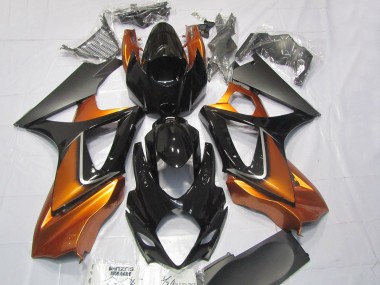 Carenagens Moto Suzuki GSXR 1000 2007-2008 - Laranja Preto Brilhante Preto Fosco