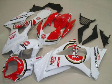 Carenagens Moto Suzuki GSXR 1000 2007-2008 - Branco Vermelho Lucky Strike