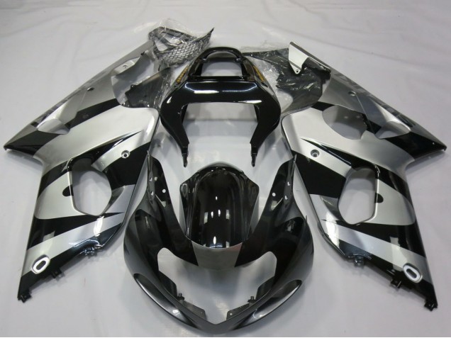 Carenagens Moto Suzuki GSXR 1000 2000-2002 - Prata Preto Brilhante