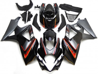 Carenagens Moto Suzuki GSXR 1000 2007-2008 - Preto Brilhante Vermelho Prata