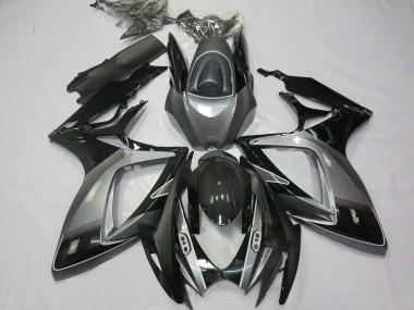 Carenagens Moto Suzuki GSXR 600 / GSXR 750 2006-2007 - Cinzento Preto Brilhante Listra