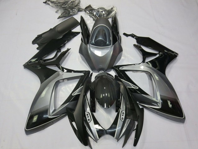 Carenagens Moto Suzuki GSXR 600 / GSXR 750 2006-2007 - Cinzento Preto Brilhante Listra