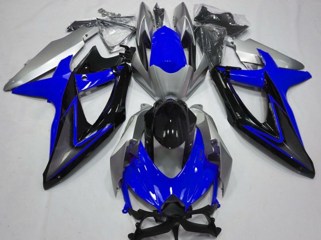 Carenagens Moto Suzuki GSXR 600 / GSXR 750 2008-2010 - Prata Azul Preto Brilhante