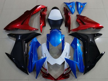 Carenagens Moto Suzuki GSXR 600 / GSXR 750 2011-2024 - Branco Azul Vermelho Preto
