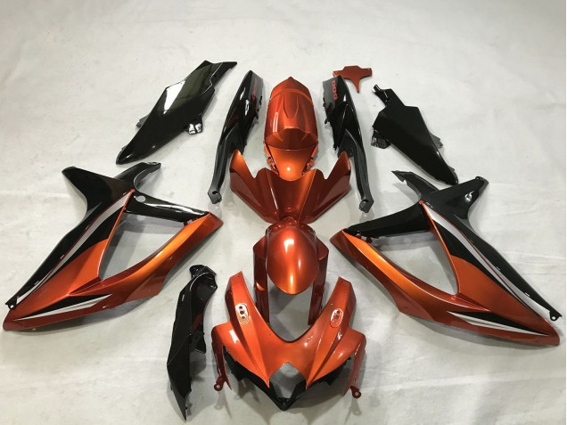 Carenagens Moto Suzuki GSXR 600 / GSXR 750 2008-2010 - Burnt Laranja Preto Brilhante