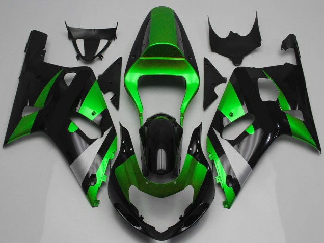 Carenagem Moto Suzuki GSXR 600 / GSXR 750 2001-2003 - Verde Prata Preto Brilhante