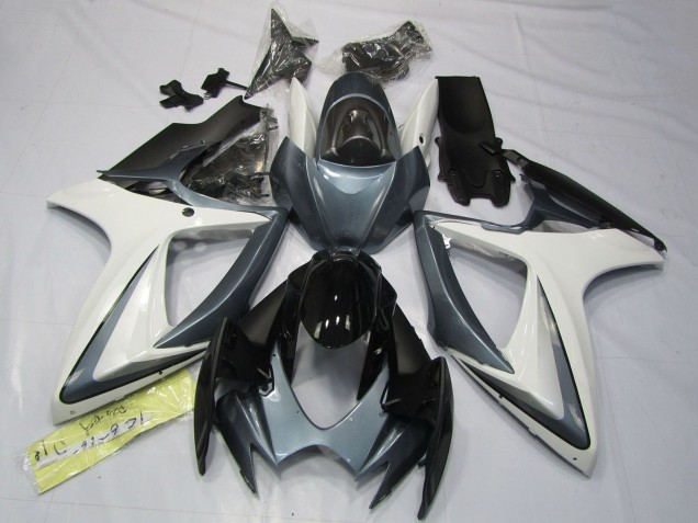 Carenagens Moto Suzuki GSXR 600 / GSXR 750 2006-2007 - Branco Cinzento Preto Brilhante