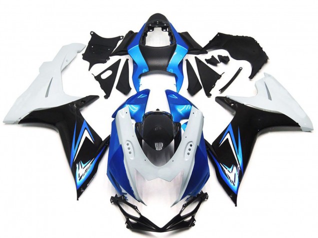 Carenagens Moto Suzuki GSXR 600 / GSXR 750 2011-2024 - Branco Azul Claro Preto Brilhante