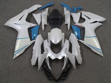Carenagens Moto Suzuki GSXR 600 / GSXR 750 2011-2024 - Branco Pérola Azul Claro