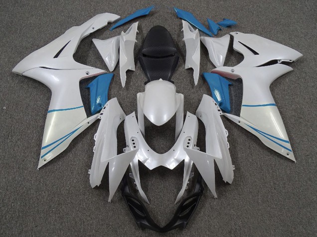Carenagens Moto Suzuki GSXR 600 / GSXR 750 2011-2024 - Branco Pérola Azul Claro