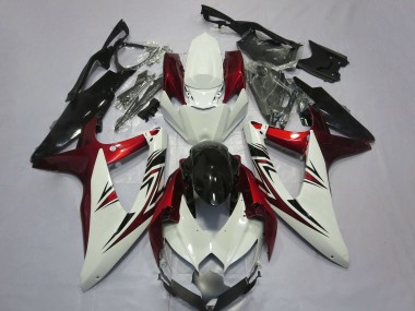 Carenagens Moto Suzuki GSXR 600 / GSXR 750 2008-2010 - Branco Vermelho Preto Brilhante
