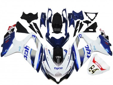 Carenagens Moto Suzuki GSXR 600 / GSXR 750 2008-2010 - Branco Prata Azul Preto Tyco