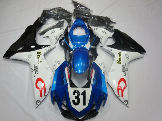 Carenagens Moto Suzuki GSXR 600 / GSXR 750 2011-2024 - Branco Azul Preto Brilhante Vesrah 31
